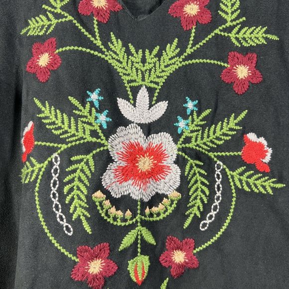 Altar'd Sate Faux Suede Embroidered Flowers V Neck Dress Fully Lined Size L - Picture 5 of 11